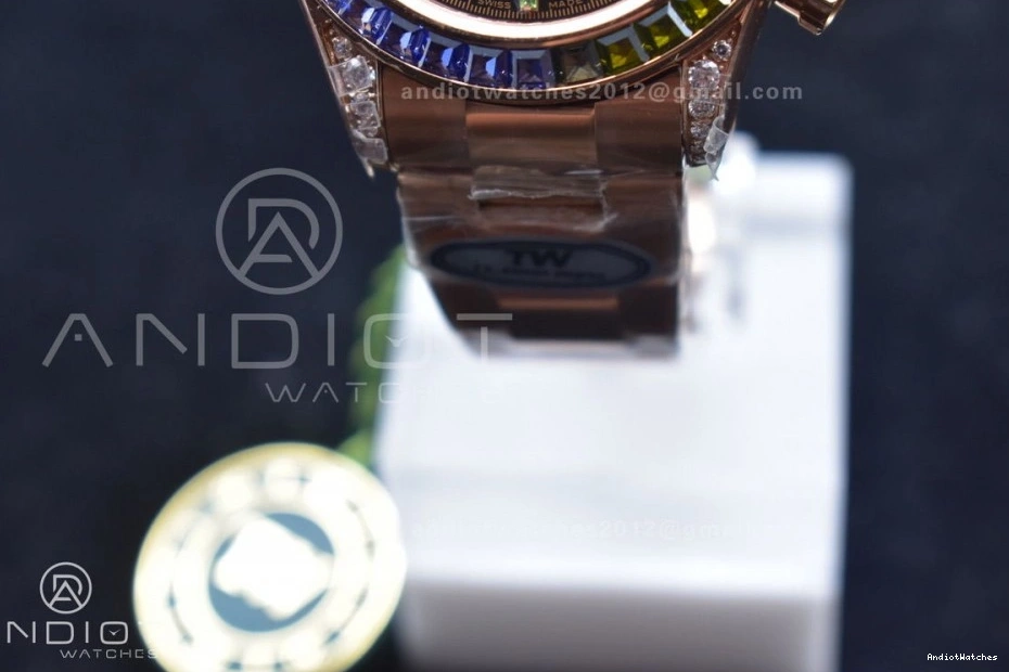 Best A RG 116595RBOW Crystal on Black 428 Edition TWF YG Rainbow Dial Bracelet Daytona Classic 0202